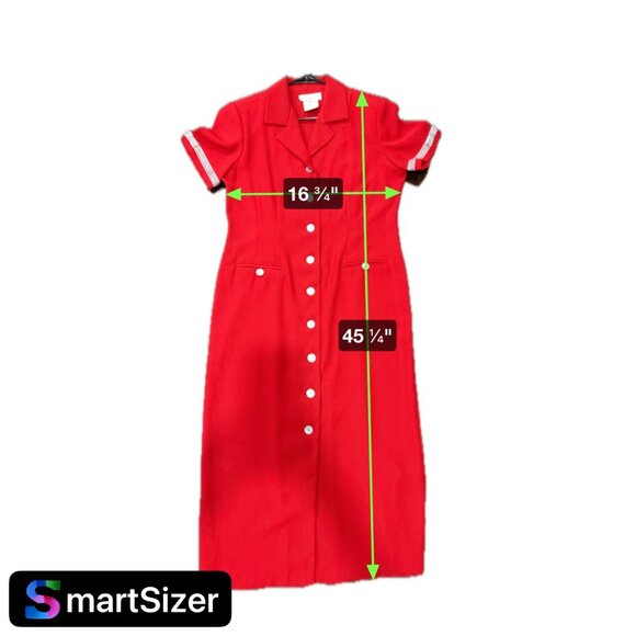 Vintage Miss Dorby Petite Red Short Sleeve Button Down Collared Dress SZ 10 P - Picture 9 of 9